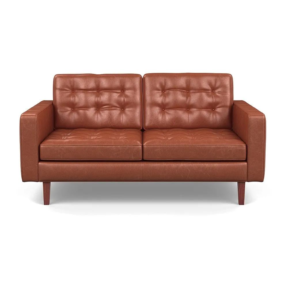 Heal's Hepburn 2 Seater Stonewash Leather Light Brown 274 Black Feet 1