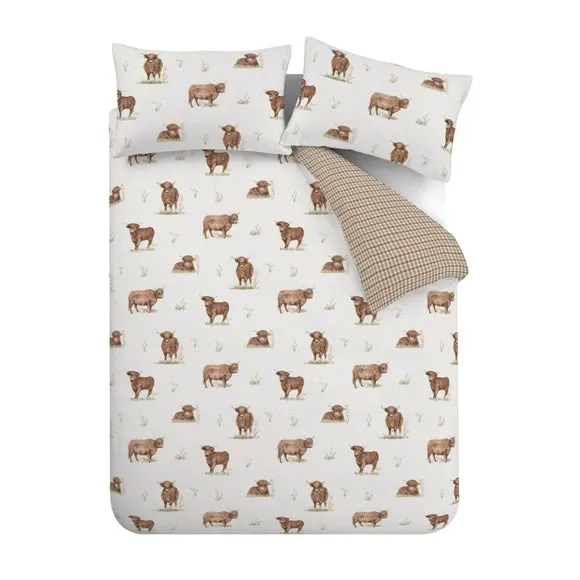 Catherine Lansfield Angus Highland Cow Polycotton Duvet Cover & Pillowcase Set 5