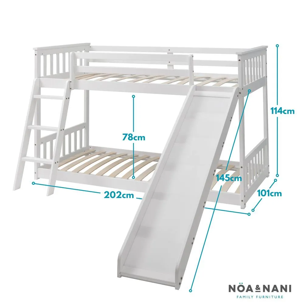 Nöa and Nani Tuva Cabin Bed Low with Bunk Underbed, Slide & Blue Package in White 6