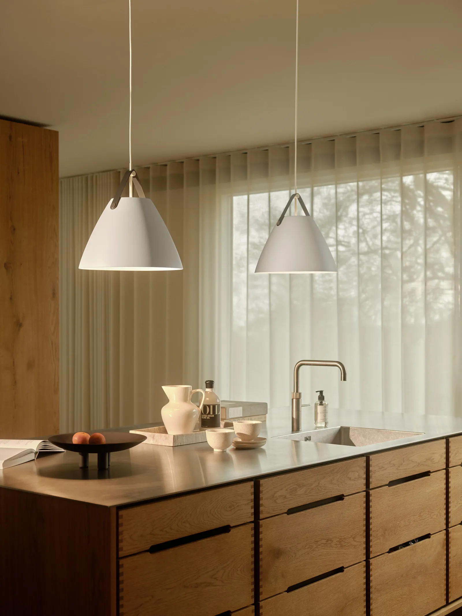 Nordlux Strap Pendant Light White Metal Dining Room E27 Mains 36cm 3