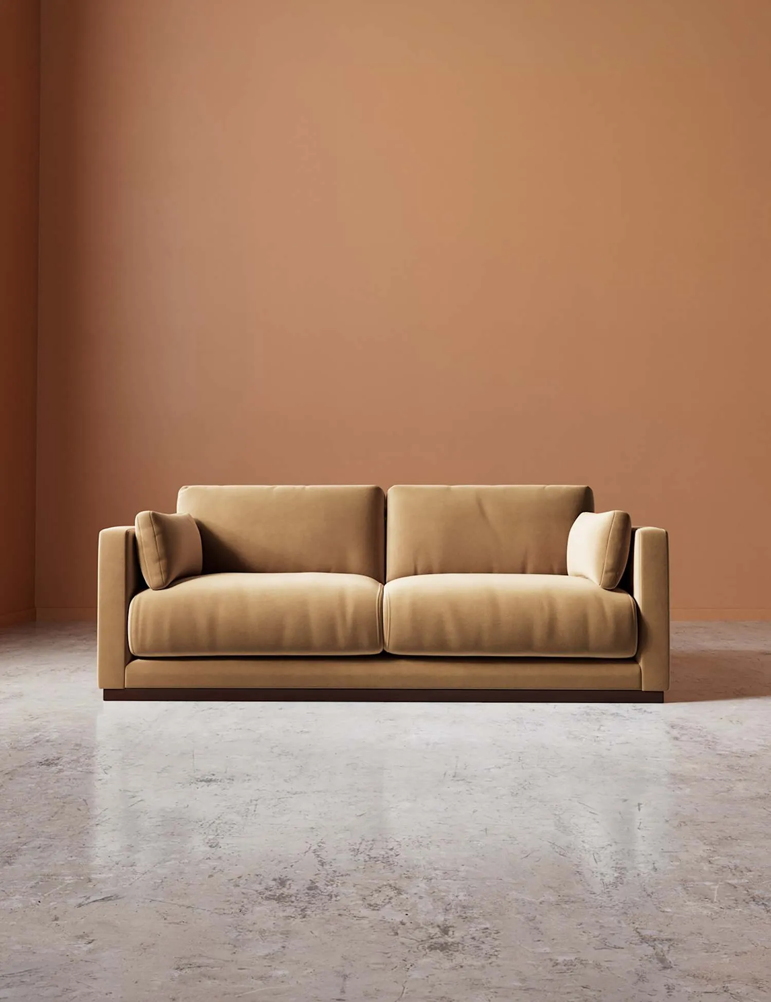 Swoon Easy Velvet 2 Seater Sofa Tan