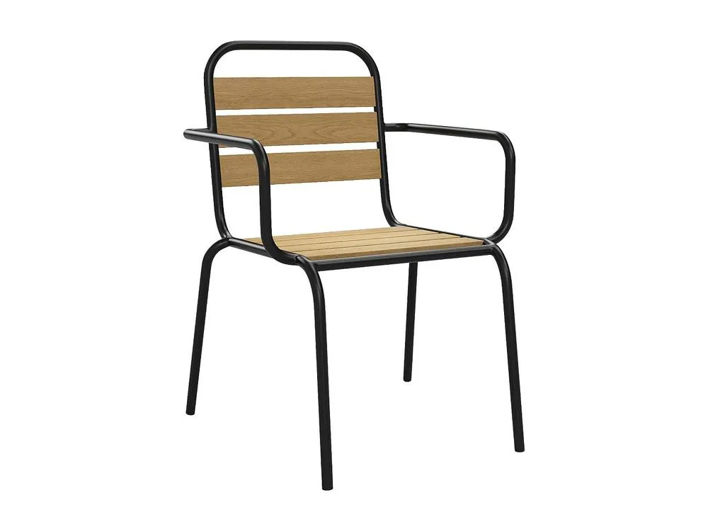 Vente-unique Garden Dining Set In Polywood & Metal: A Table W.70 Cm & 2 in Black 6