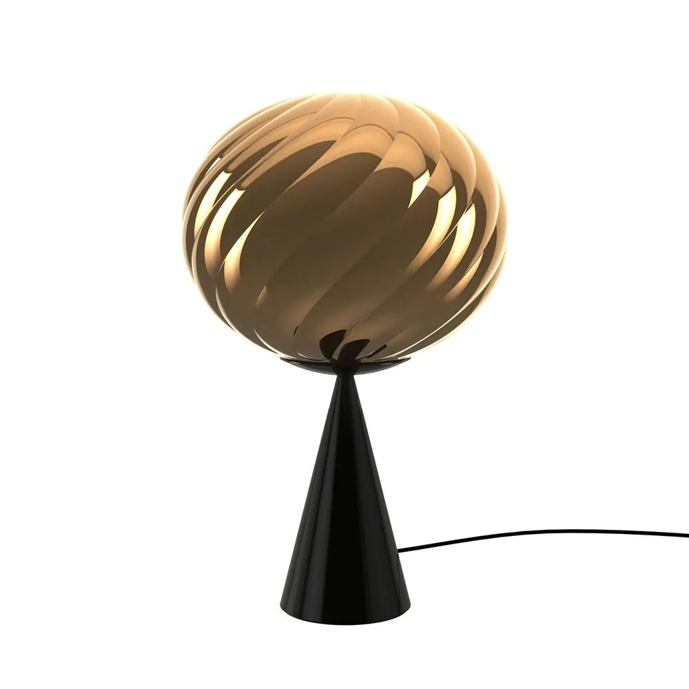 Tom Dixon Whirl LED Cone Fat Table Lamp Gold/Black 2