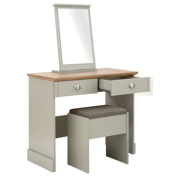 Kendal 2 Drawer Dressing Table Set with Mirror, Grey 5