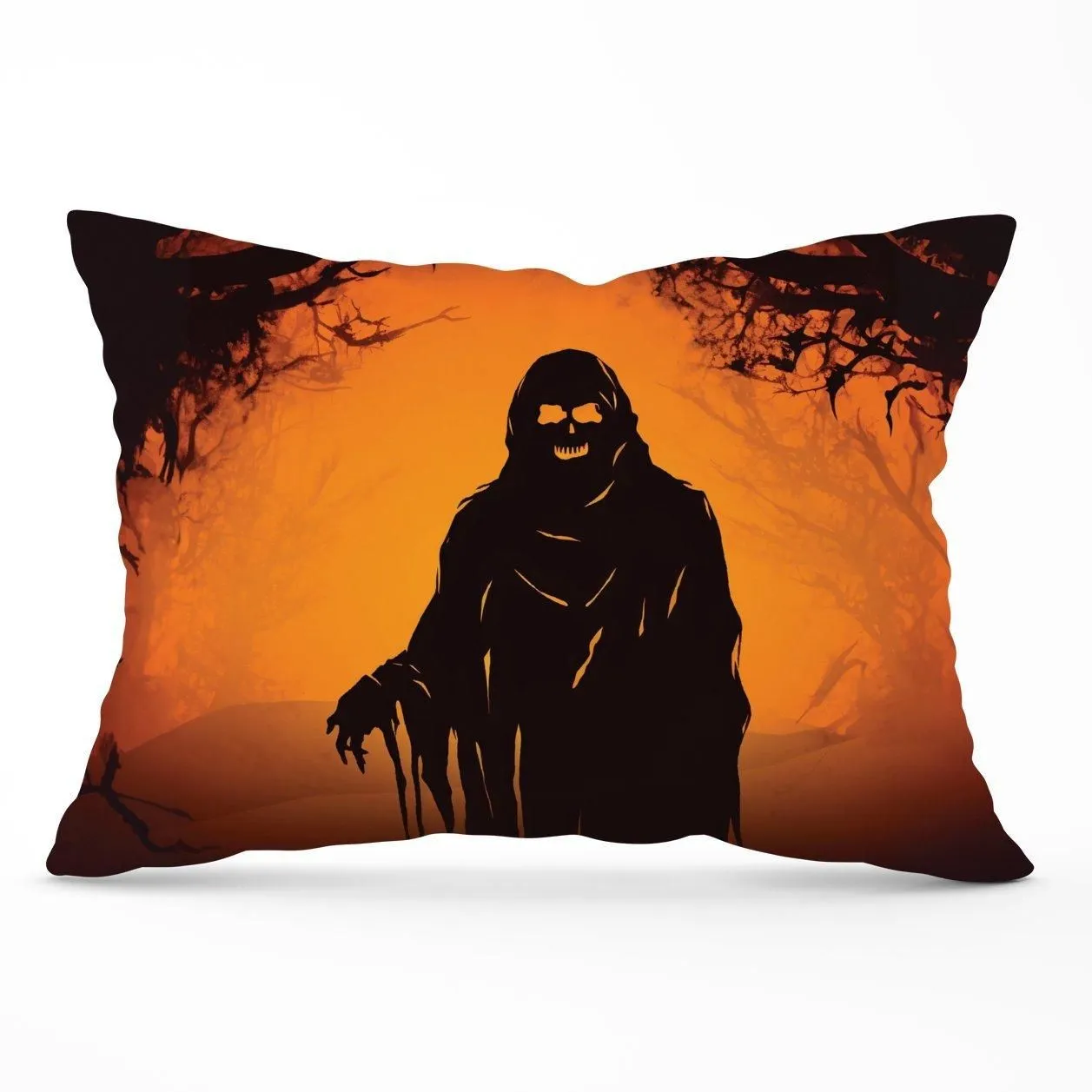 Warren Reed - Designer A Spooky Black & Orange Ghost Cushions
