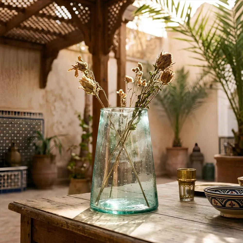 Nicola Spring Jebel Repurposed Glass Vase - 3.5 Litre in Green 2