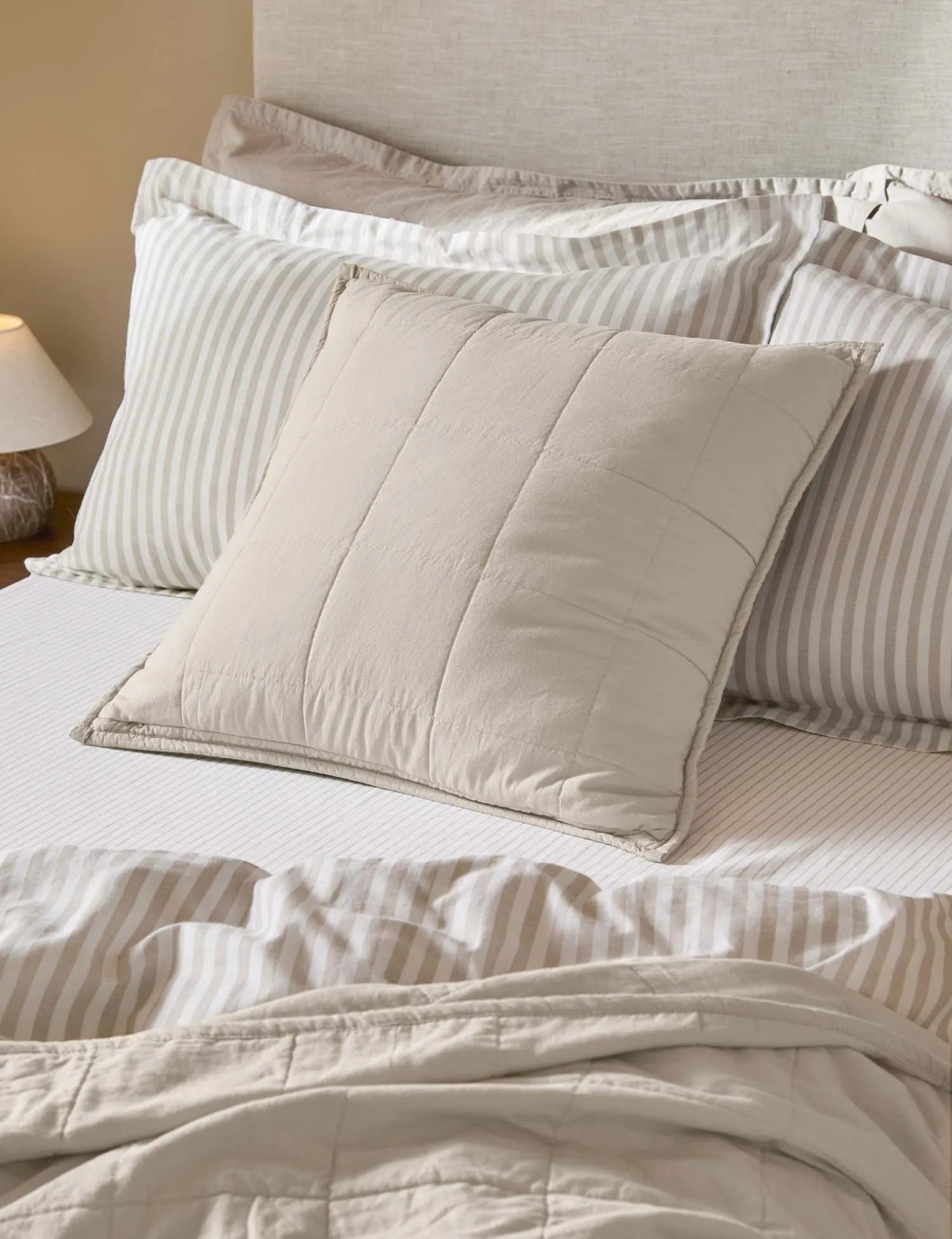 YARD Hebden Quilted Cotton Cushion Natural