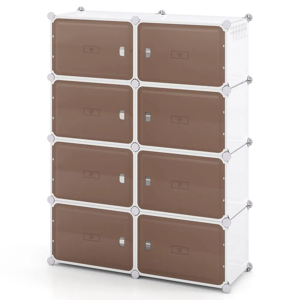Costway Shoe Rack 8 Tier Shoe Storage Cabinet with Removable Shelves in White