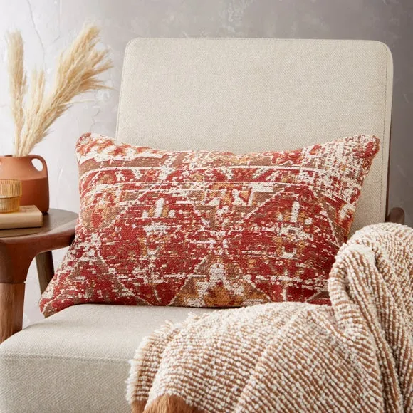 Distressed Chenille Cotton Rectangle Cushion