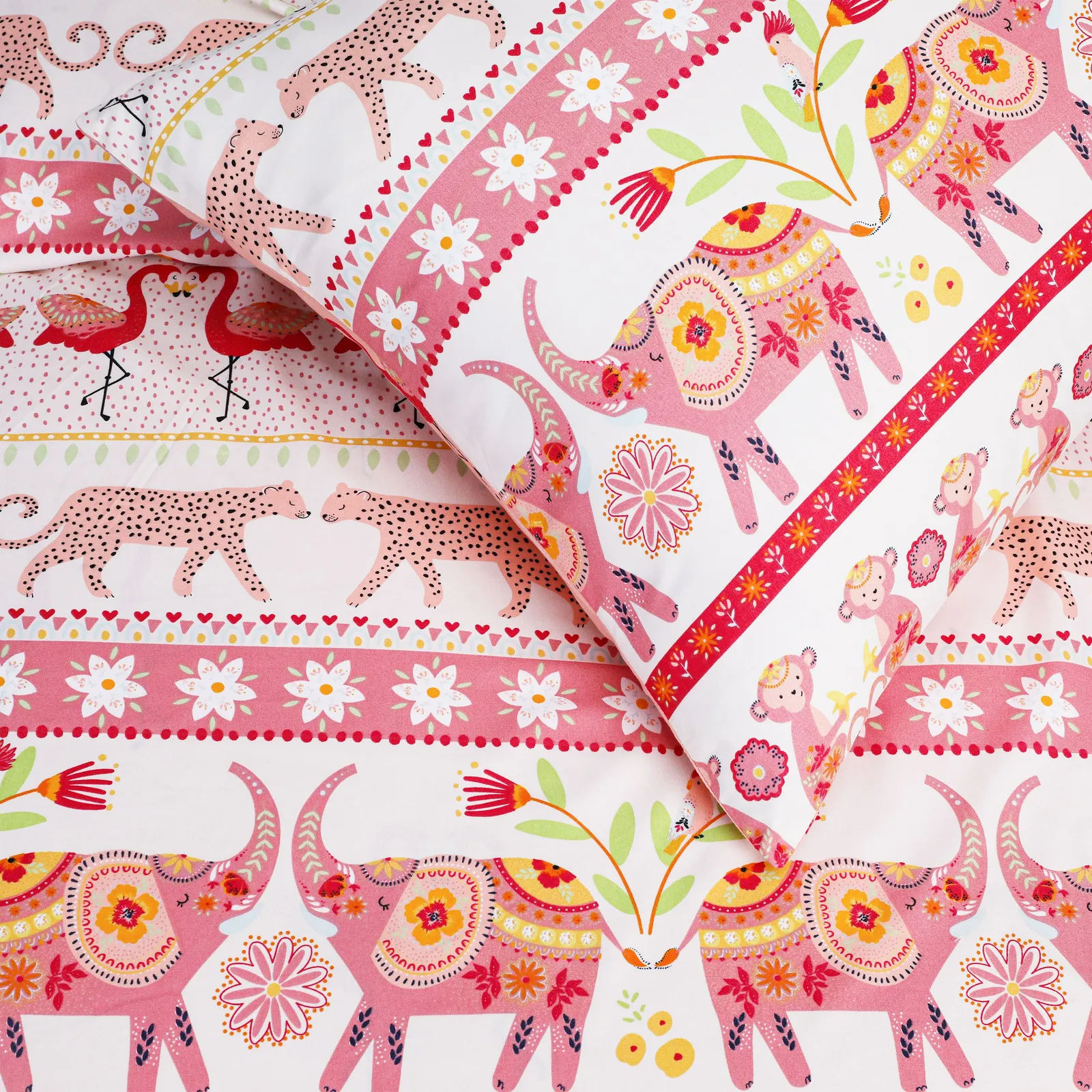 Smart Living Luxury Super Soft Reversible Fashion Flamingo Duvet Set & Pillowcases in Pink 6