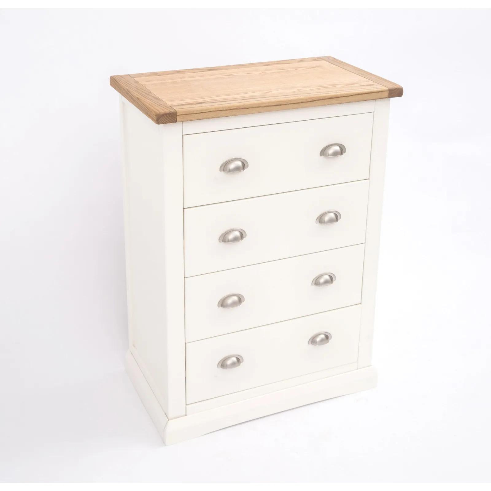 Cabinet Bits Cosenza 4 Drawer Chest of Drawers Chrome Cup Handle in Off-White 3