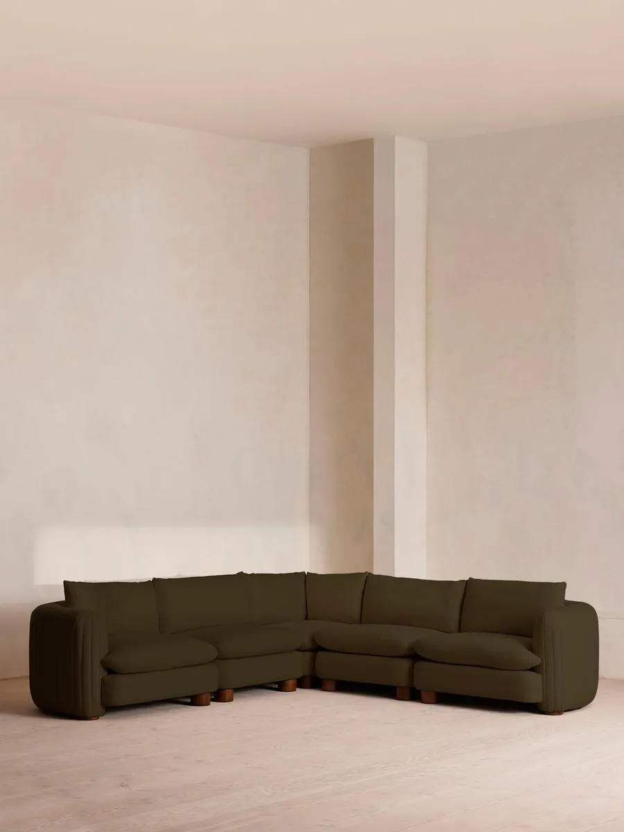 Vivienne Deeper Sit Modular Sofa, Corner Sofa, Linen, Olive