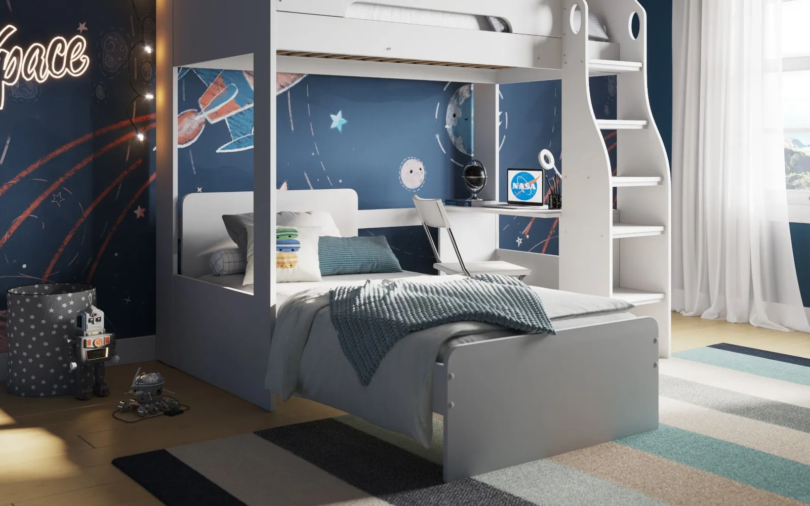 Flair Cosmic L Shaped Bunk Bed in White 5