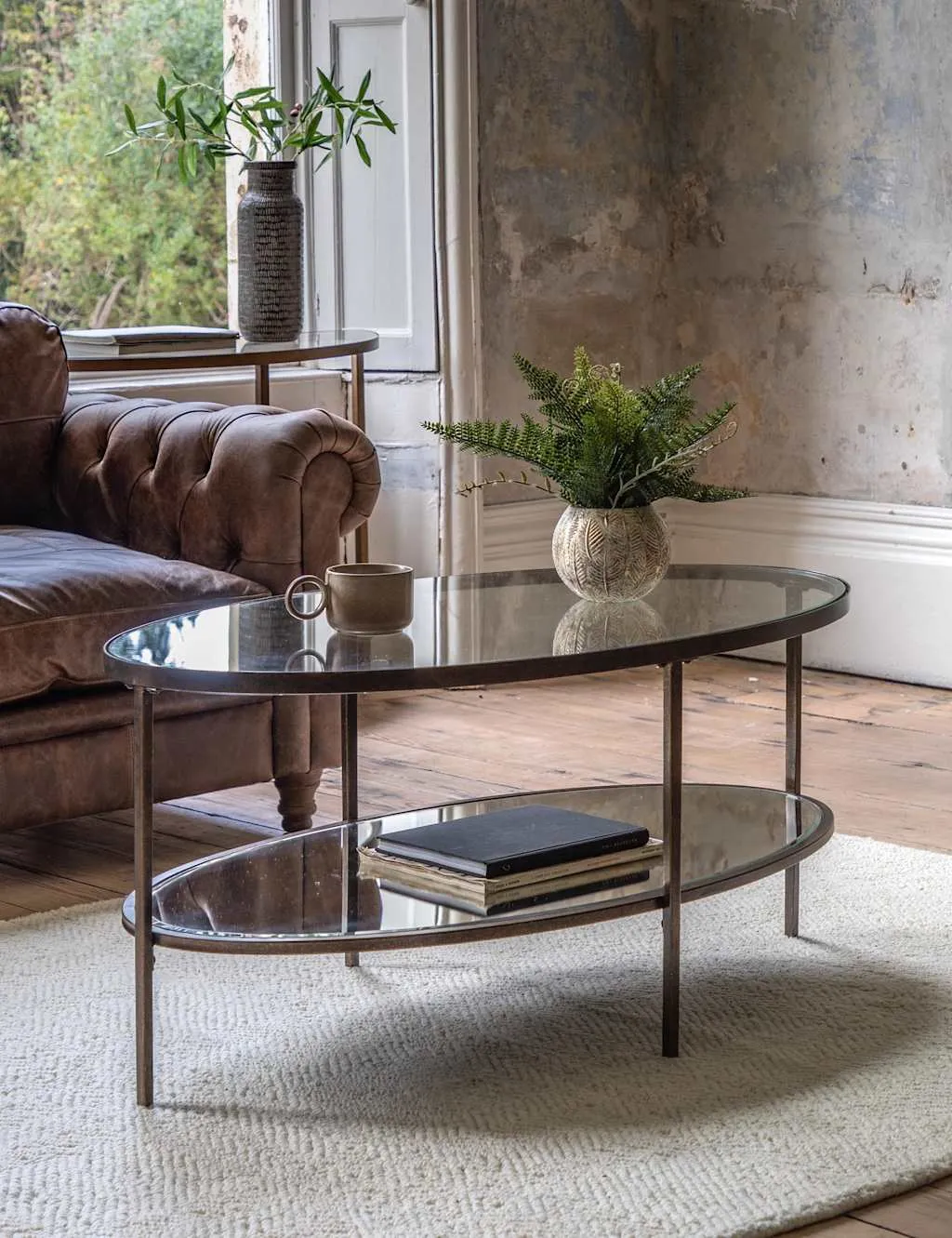 Gallery Direct Hudson Round Coffee Table Brown Mix
