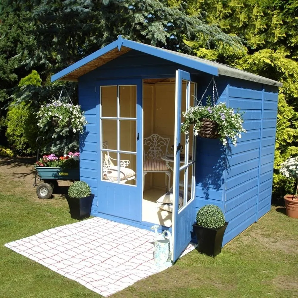 Shires Lumley Shiplap Summerhouse Garden Sun Room Approx 7 x 5 Feet in Blue