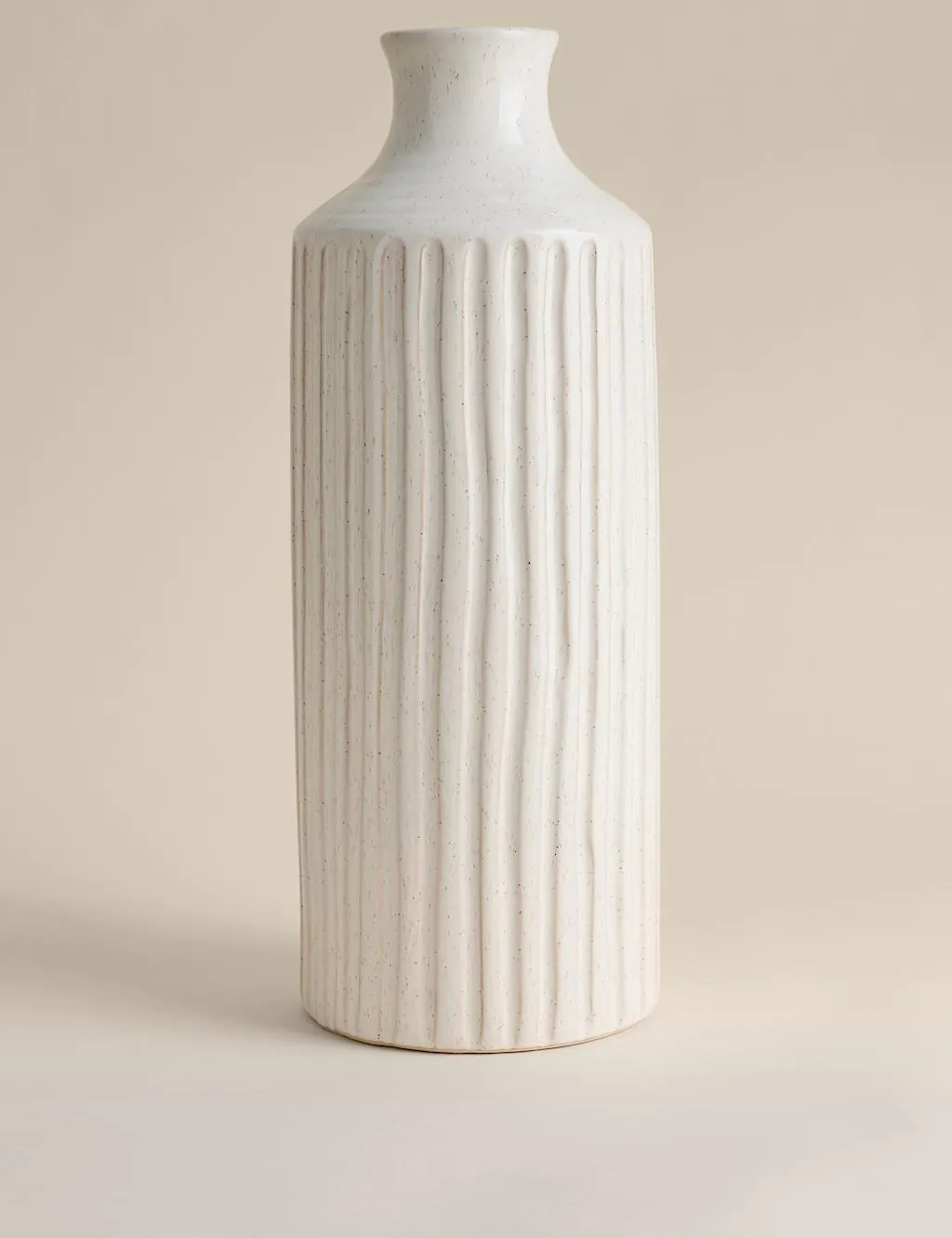 M&S Extra Large Ridged Ceramic Vase White