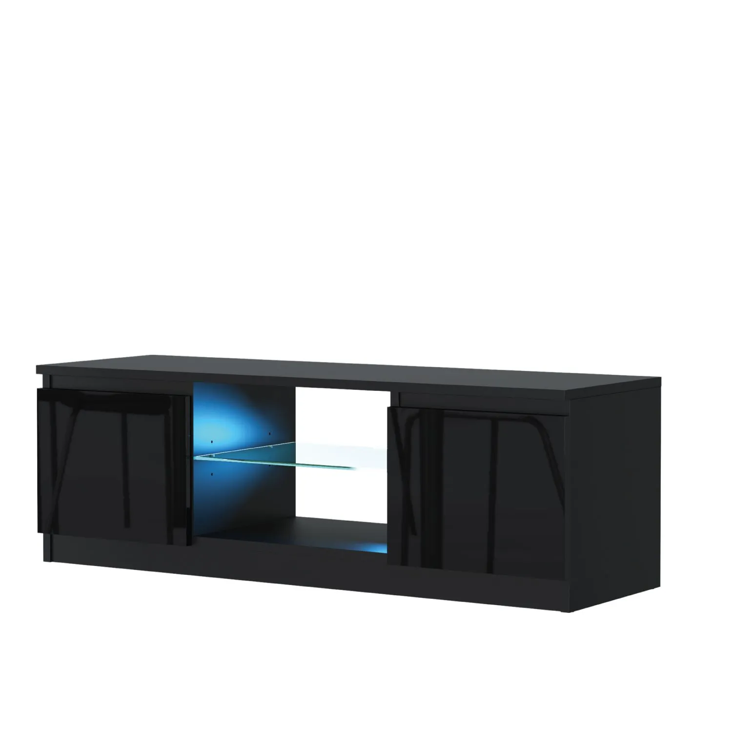 Creative Furniture Aura TV Unit 120cm - A Compact & Contemporary Cabinet with Gloss Doors & LED Lights in Black 5