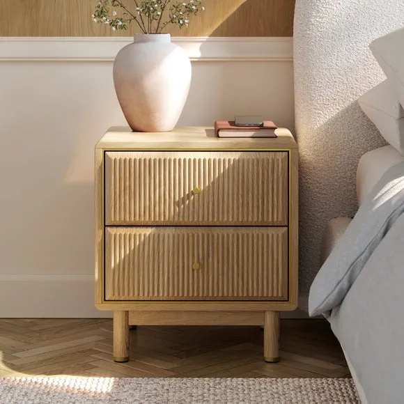 Daphne 2 Drawer Bedside, Oak Effect