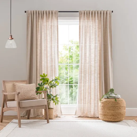 Zia Linen Look Multi Header Unlined Curtains 2