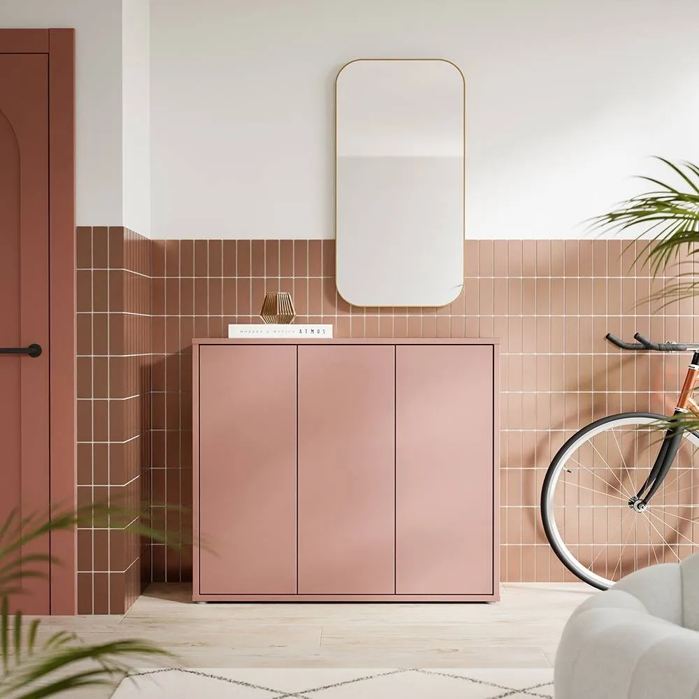 Furniture To Go Alice Springs Shoe Cabinet with 3 Doors Push-to-Open in Terracotta