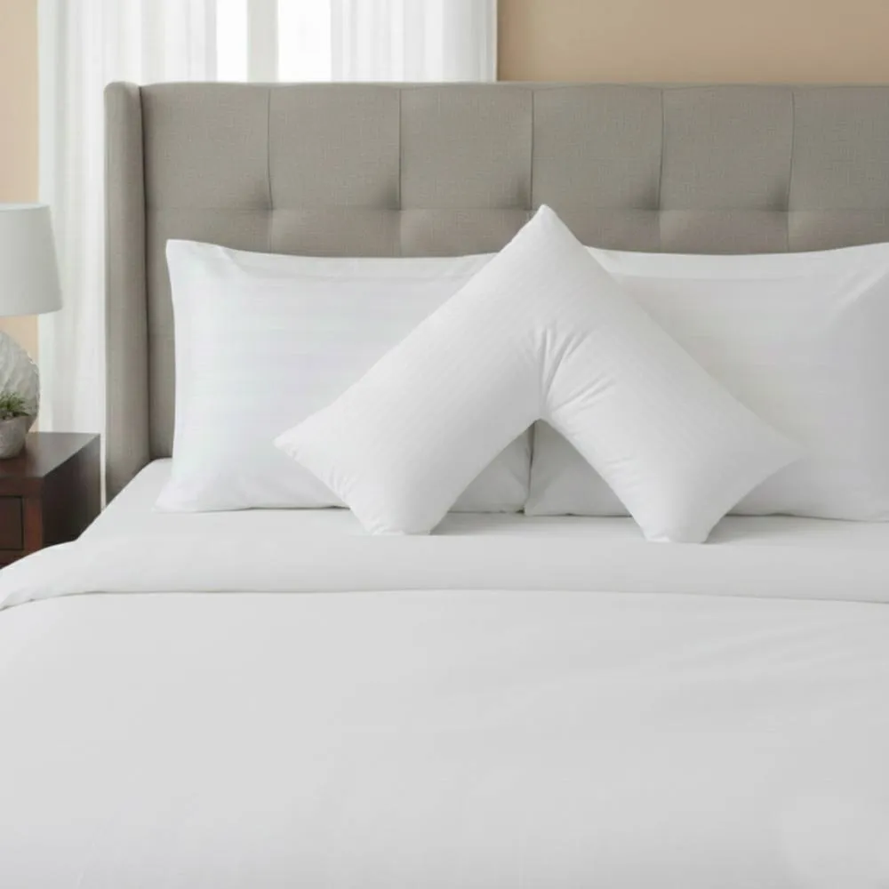 Snug City Microfibre Soft Touch V Shape Satin Stripe Pillowcase in White