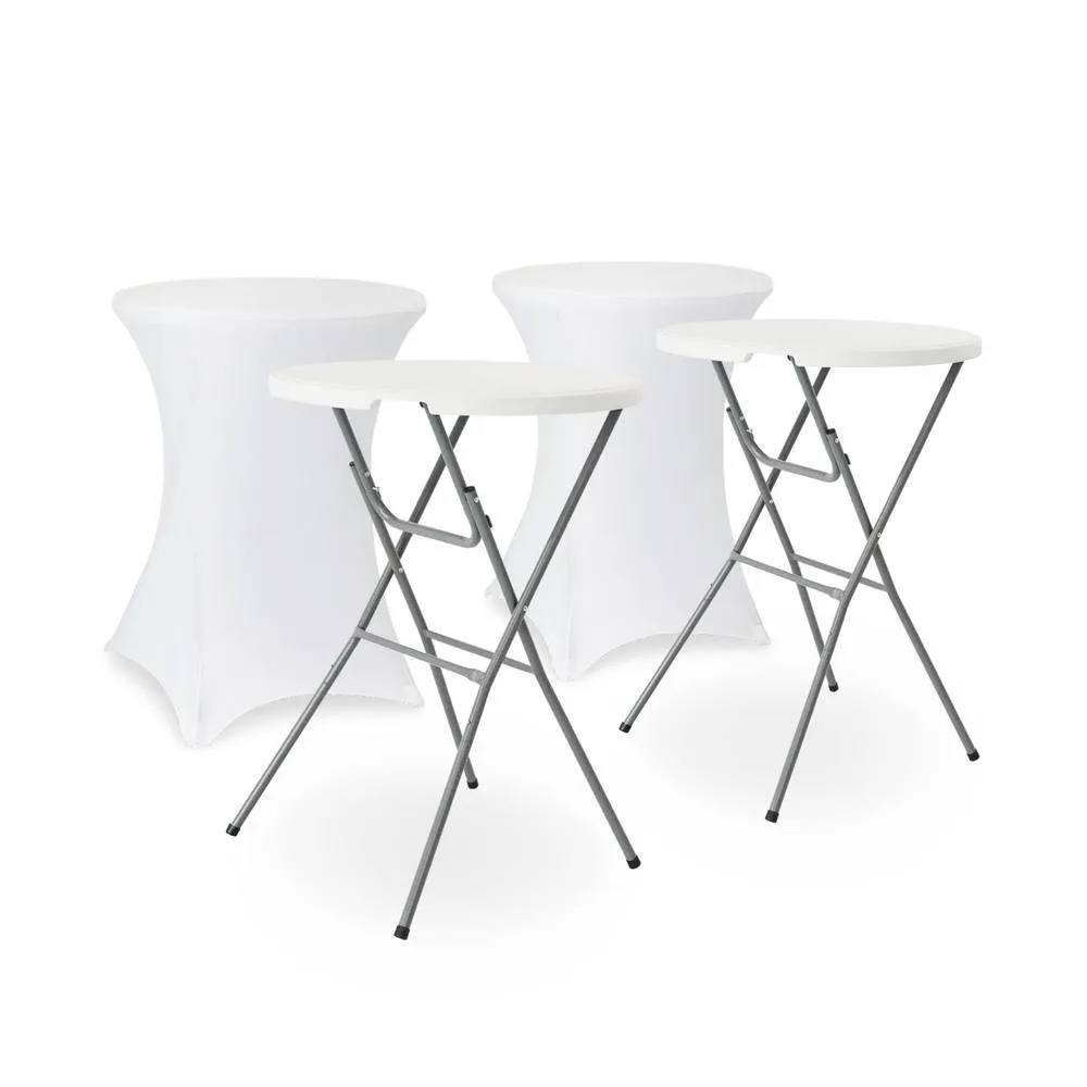 sweeek Pair of foldable high tables with protective covers in White 2