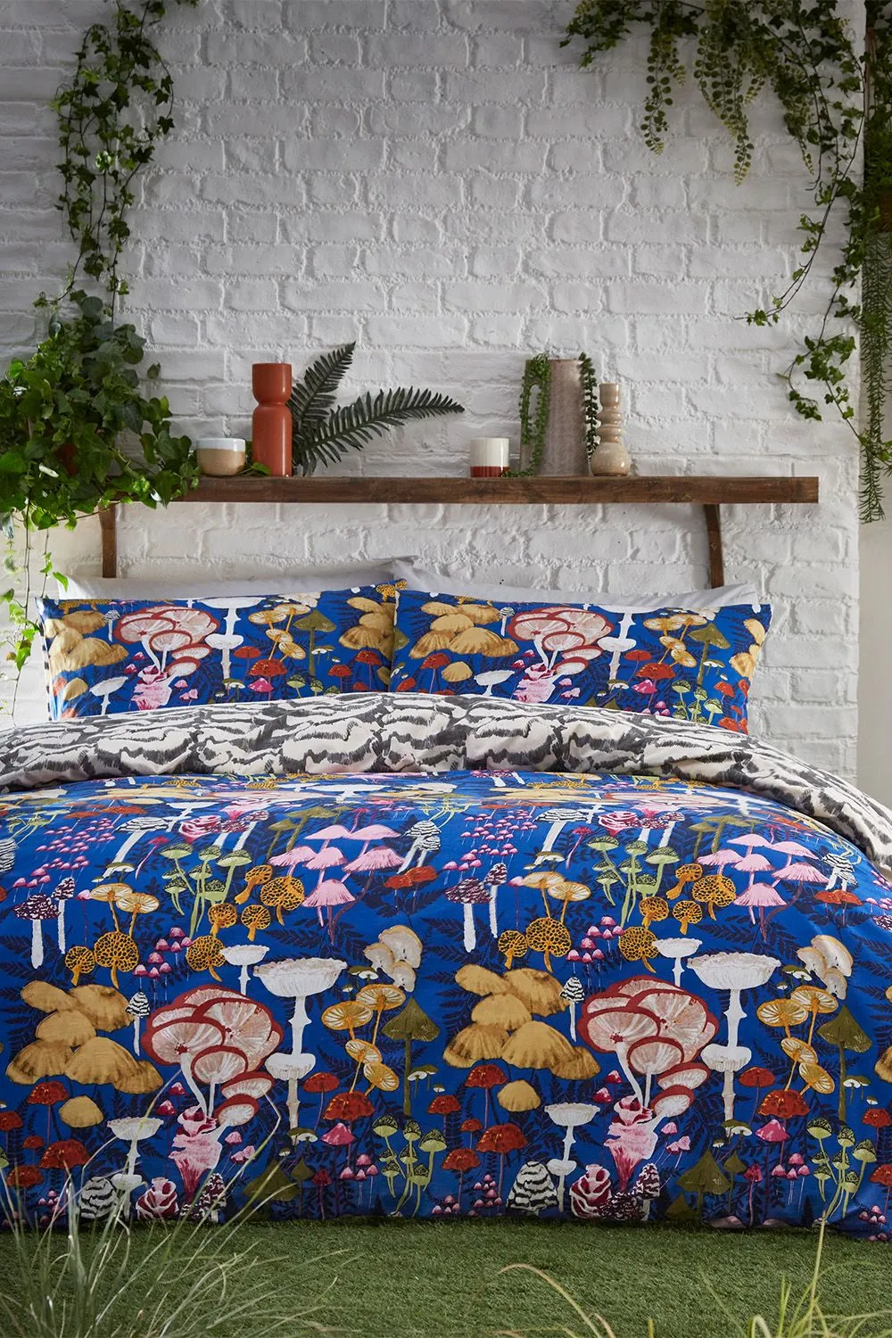 Furn Amanita Abstract Mushroom Duvet Cover Set in Cobalt