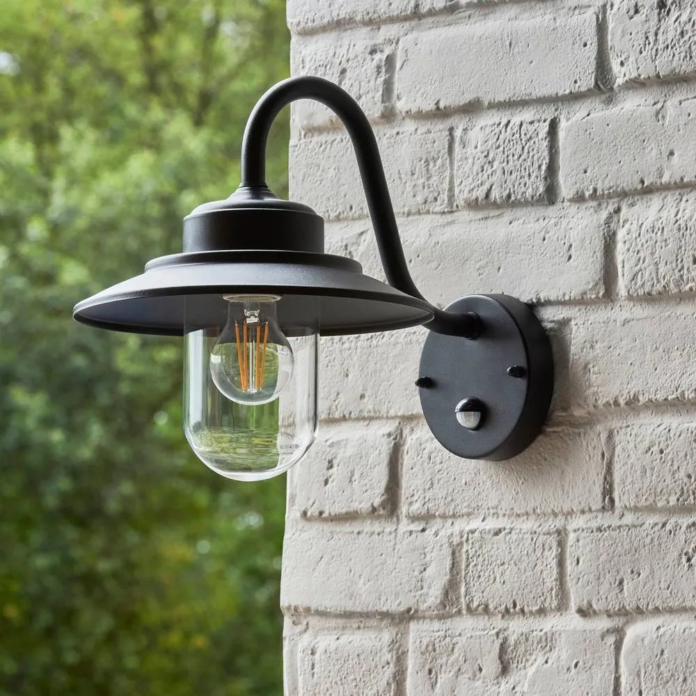 Netlighting Thornton Outdoor Wall Lantern Matt Black & Clear Glass E27 3