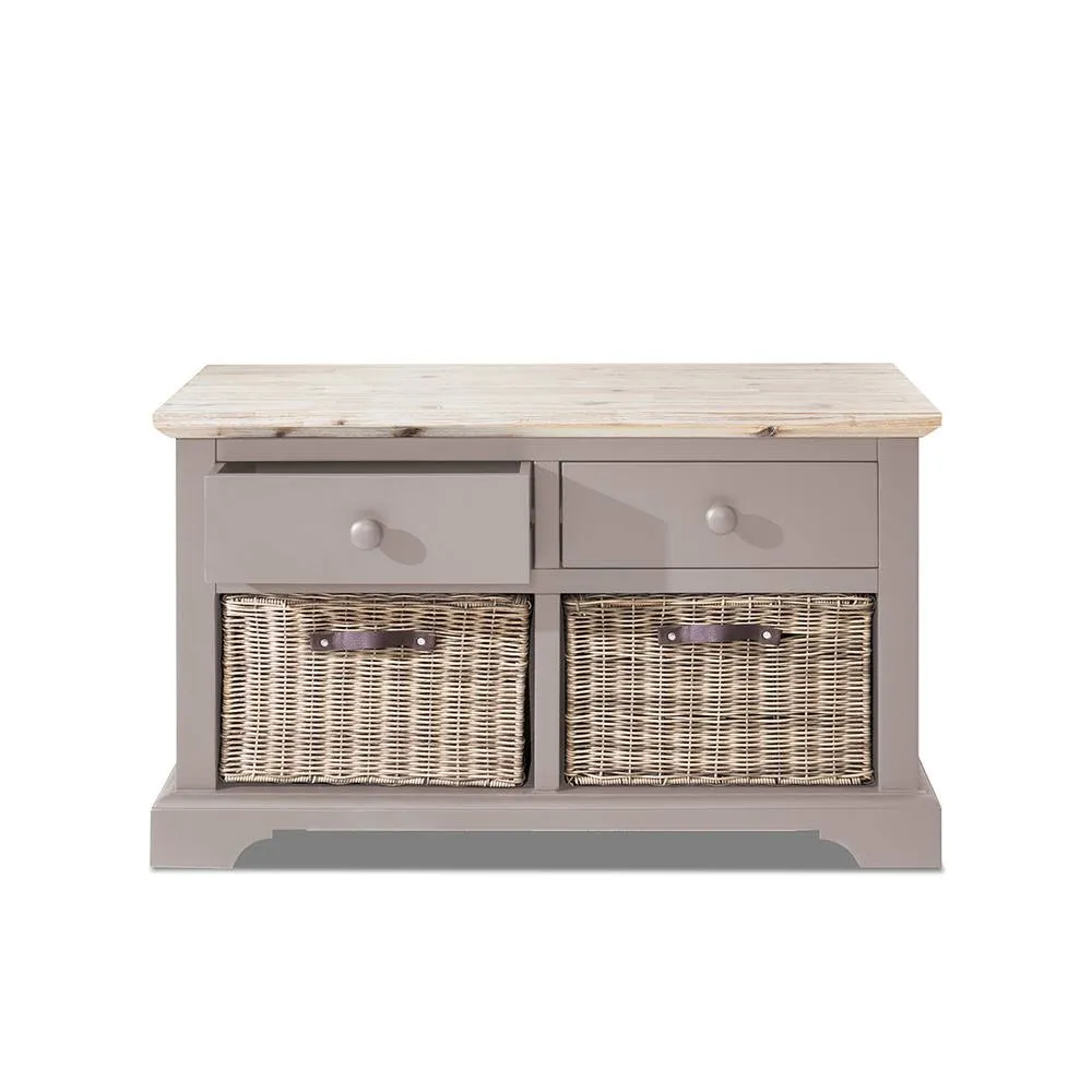Statement Furniture Florence Storage Bench with 2 Drawers & 2 Baskets in Taupe 3