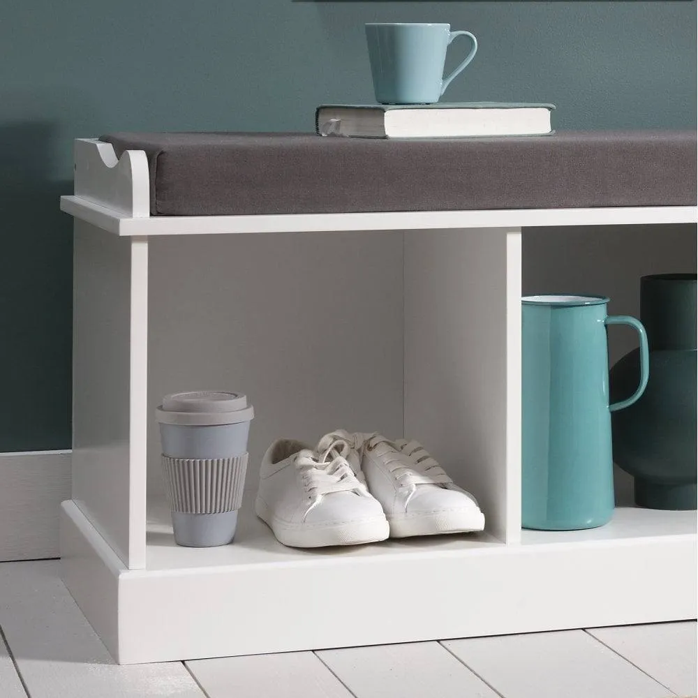 Nöa and Nani Stockholm Storage Bench with 3 Brown Baskets in White 3