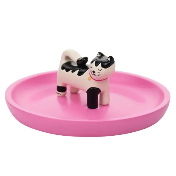 Raspberry Blossom Cat Trinket Dish 4