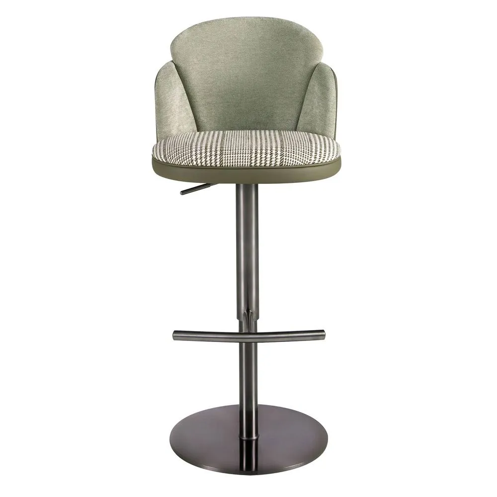 Angel Cerda Fabric Swivel Bar Stool with Leatherette Backrest in Olive 2