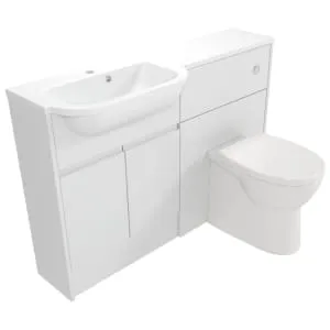 Deccado Clifton Bright White Left Hand 1200mm Slimline Fitted Vanity & Toilet Pan Unit Combination with Left Hand Basin 2