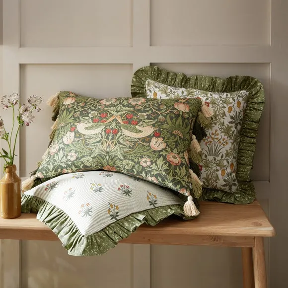 William Morris At Home Strawberry Thief Tassels Cushion 6
