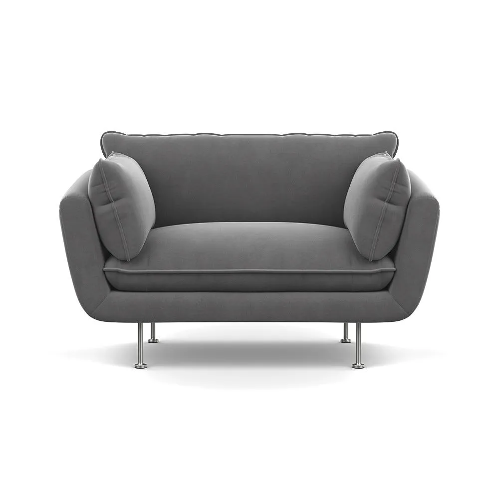 Heal's Allora Loveseat Smart Velvet Mercury Stainless Steel Feet 1