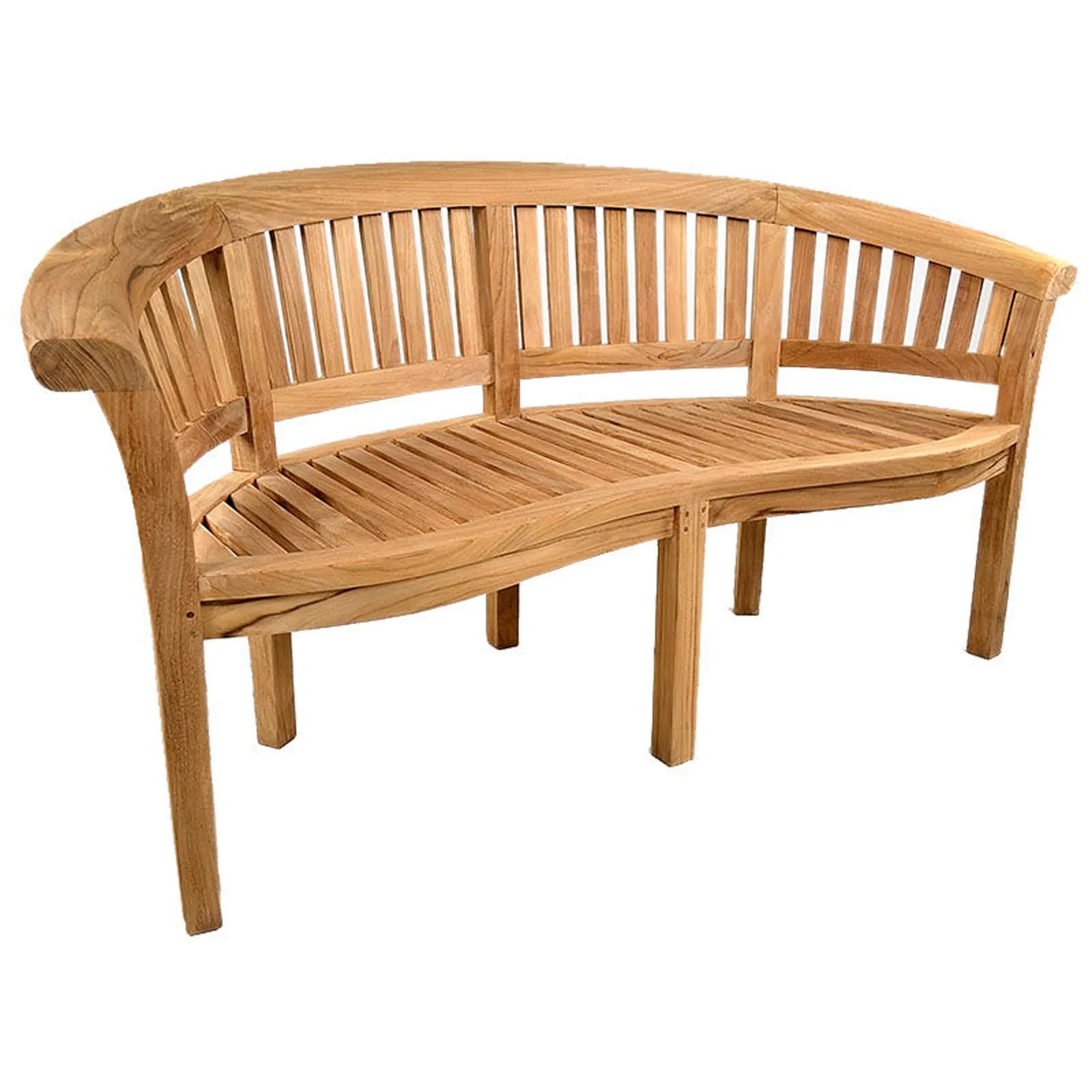 Windsor Curved Teak Garden Bench Brown