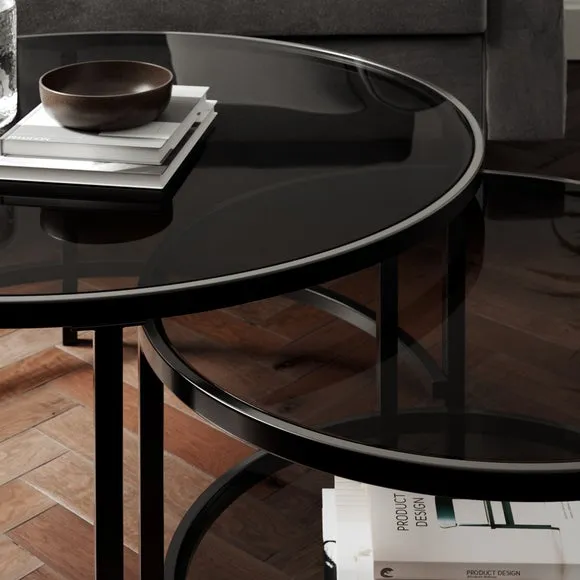Sofia Glass Coffee Nest of Tables 3