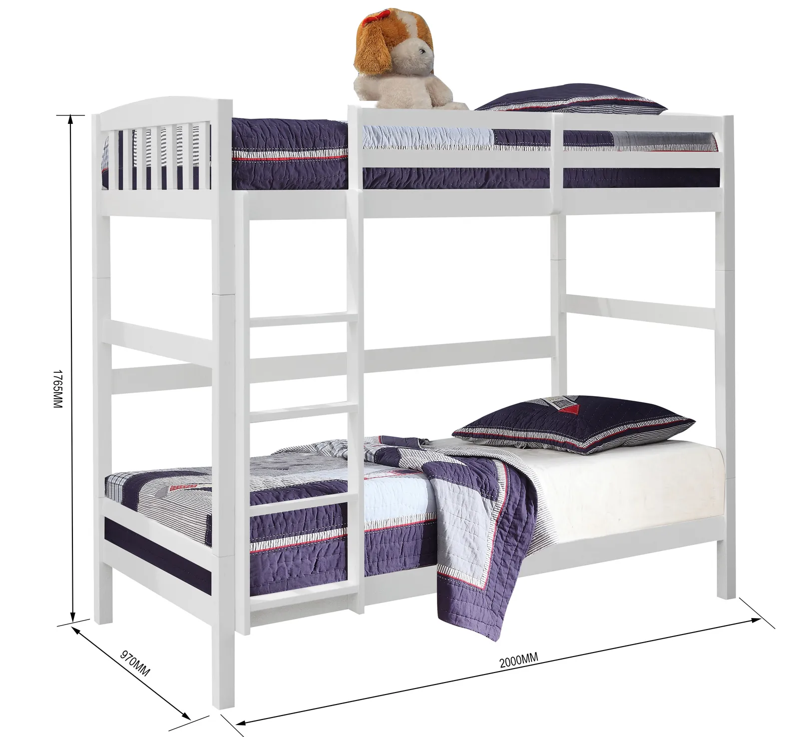 Comfy Living Ltd 3ft Wooden Combination Bunk Bed in White 4