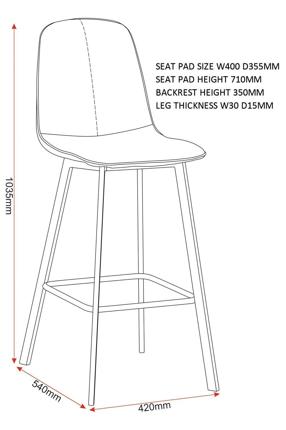 Seconique Quebec Bar Chair (PAIR) in Charcoal 6