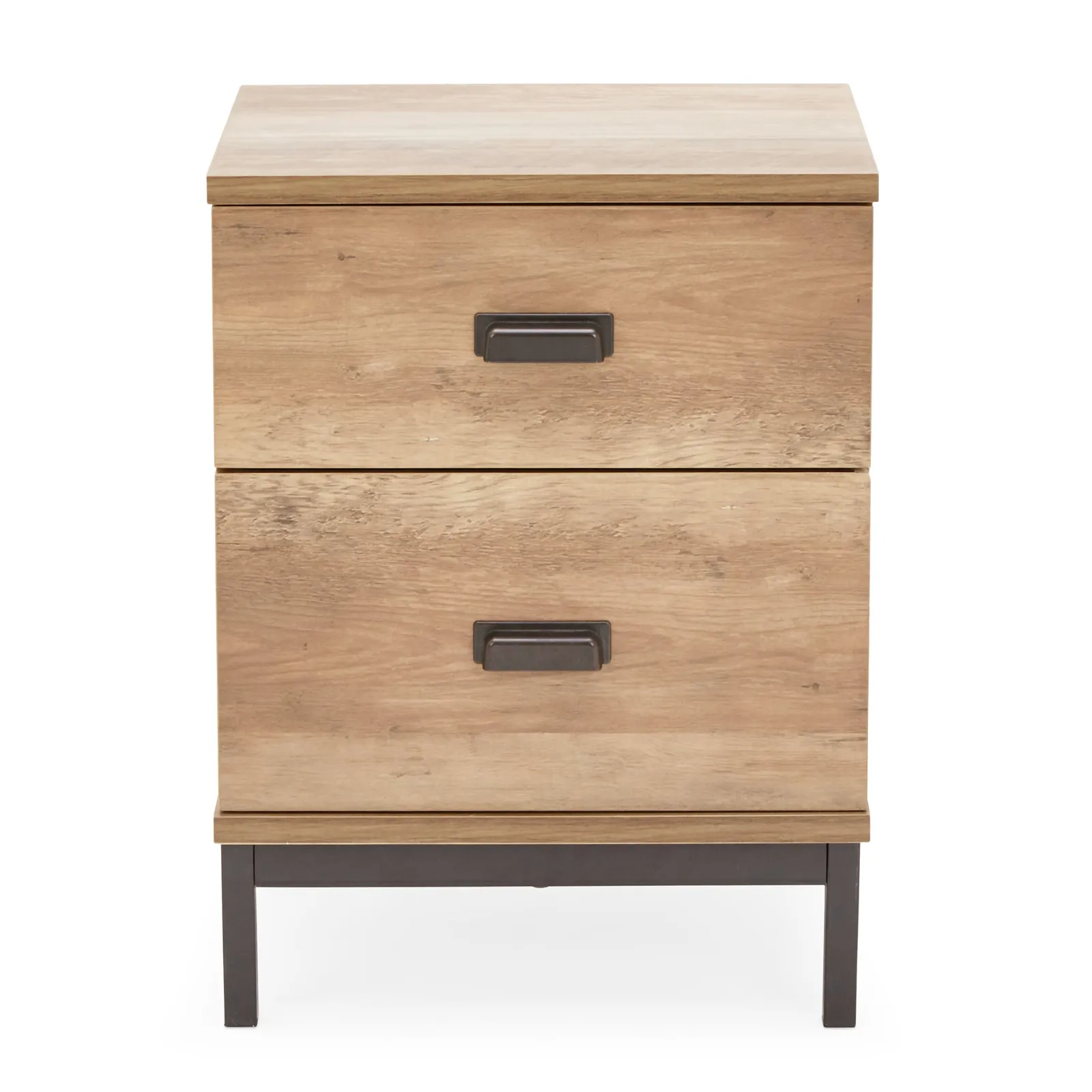 Fulton Oak 2 Drawer Bedside Table Brown