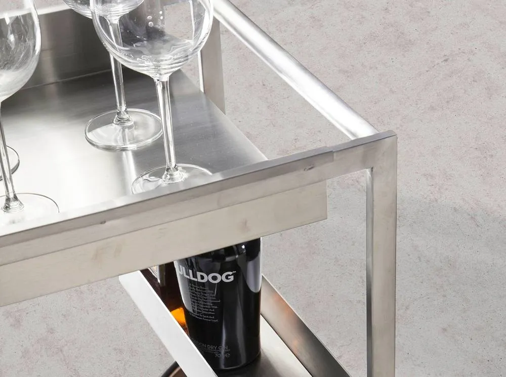 Angel Cerda Minibar Trolley Polished Steel & Walnut Veneer in Brown 5