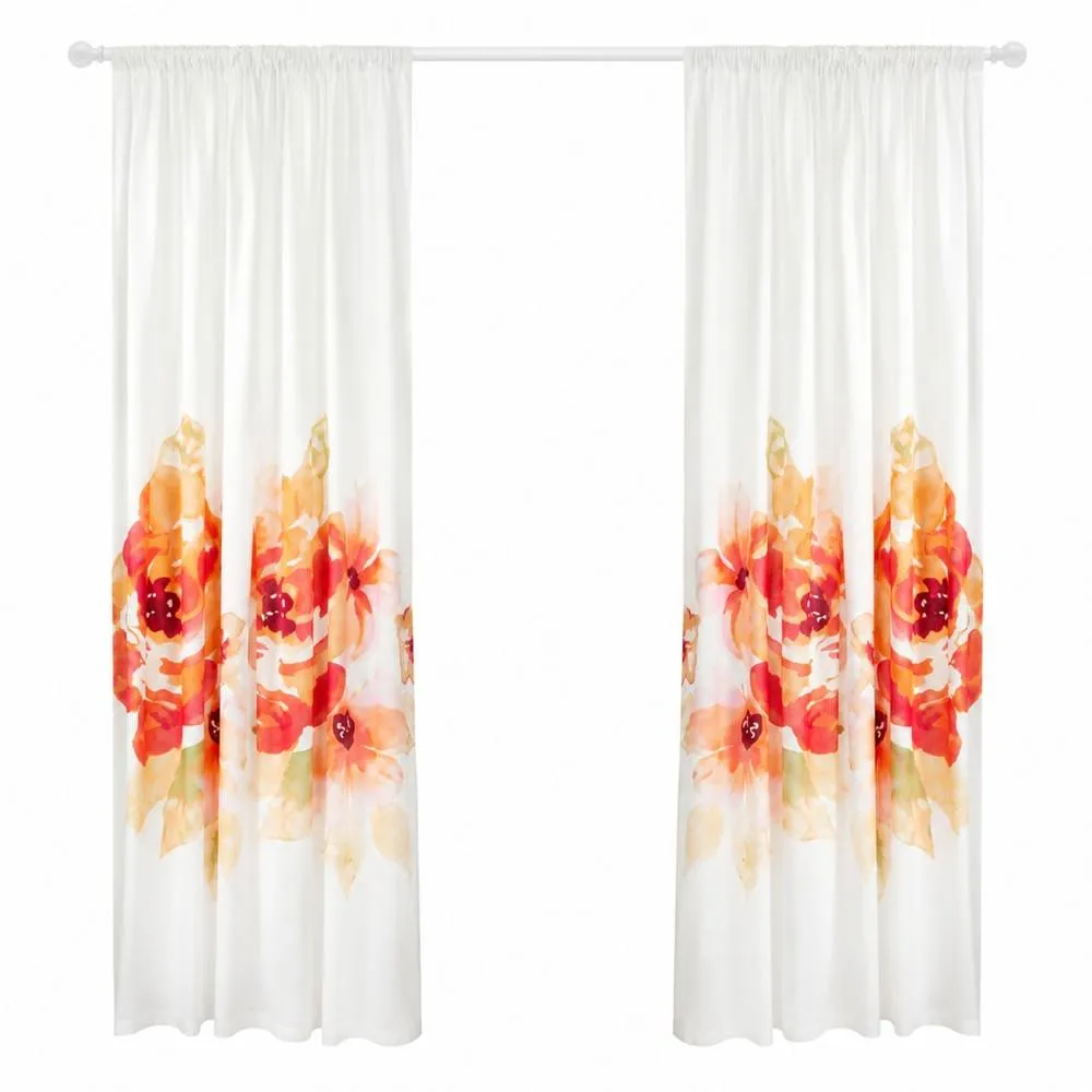 Smart Living Grace Floral Curtains Pair with Tie Backs - Large Flower Print 4