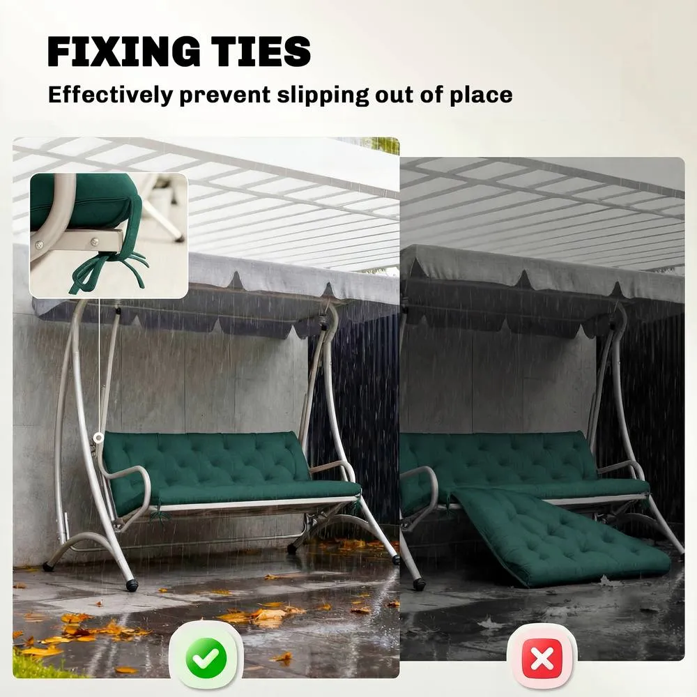 OUTSUNNY 2 Seater Garden Bench Cushion Outdoor Seat Pad with Ties in Green 6