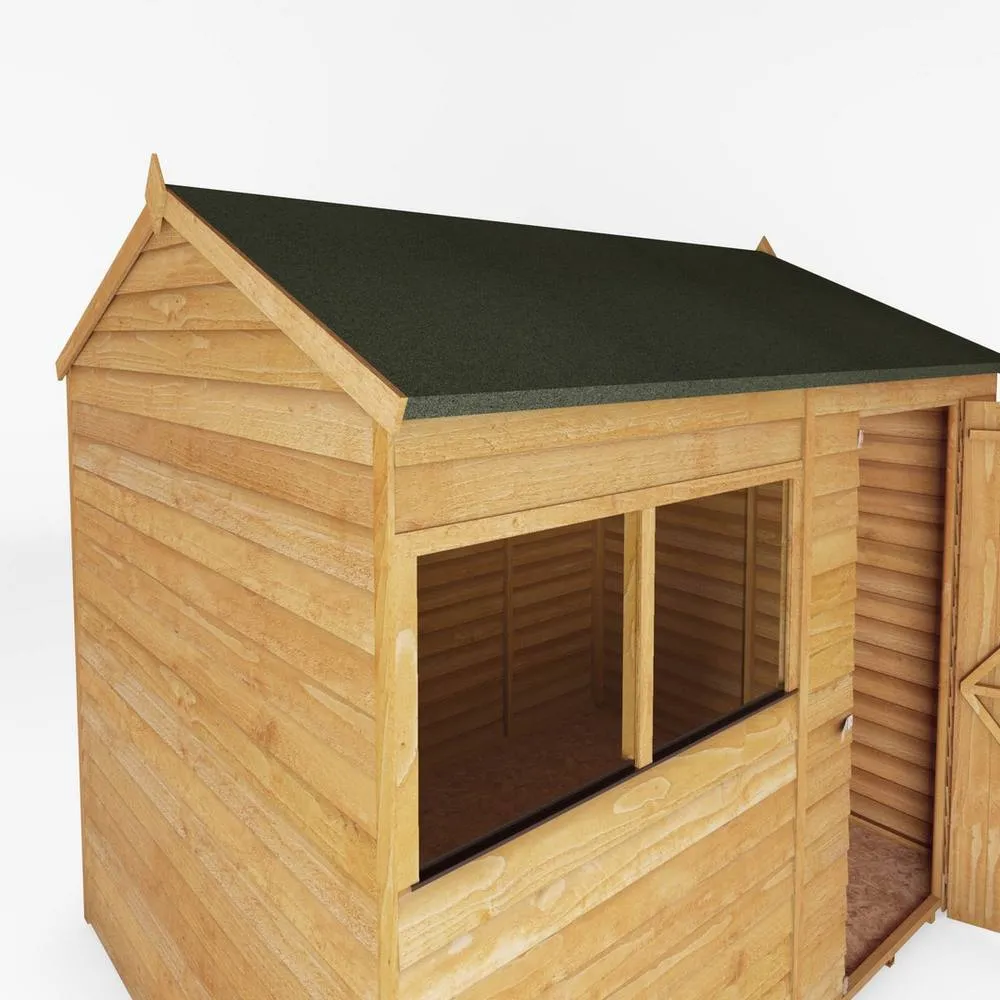Mercia 8 x 6 Feet Overlap Reverse Apex Shed - L190.5 x W241.4 x H221.8 cm in Brown 6