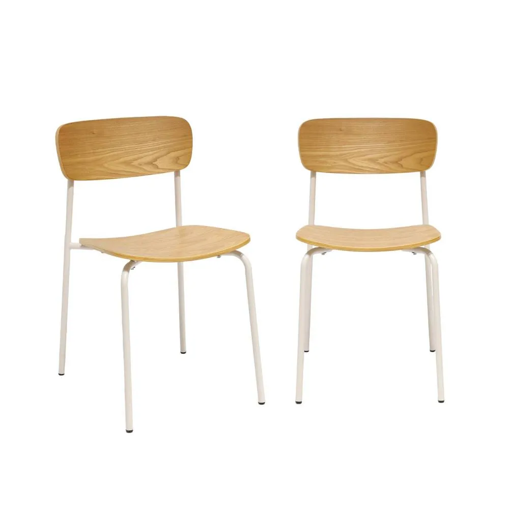 sweeek Vintage metal & plywood chair (set of 2) in Beige 2