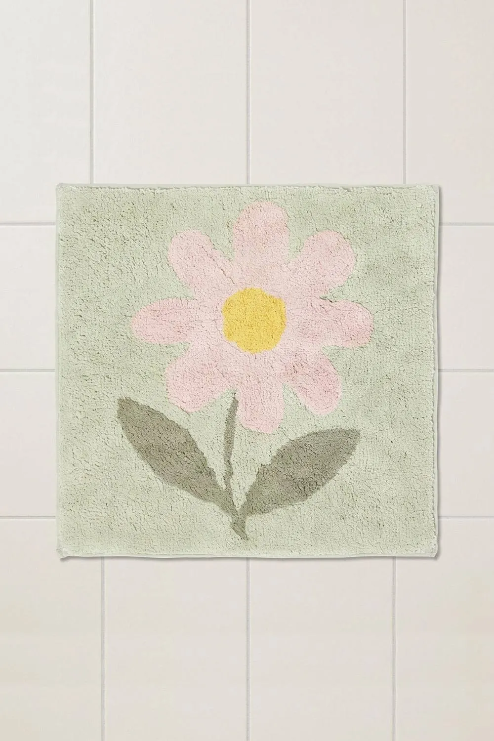 Homescapes Wild Flower Square Shower Mat - 50x50cm in Green 2