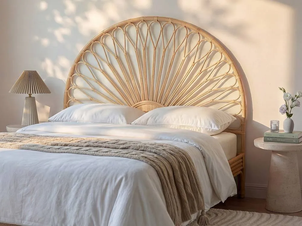 Vente-unique 140 Cm Headboard - Rattan - Natural - SOLIA in Light Oak