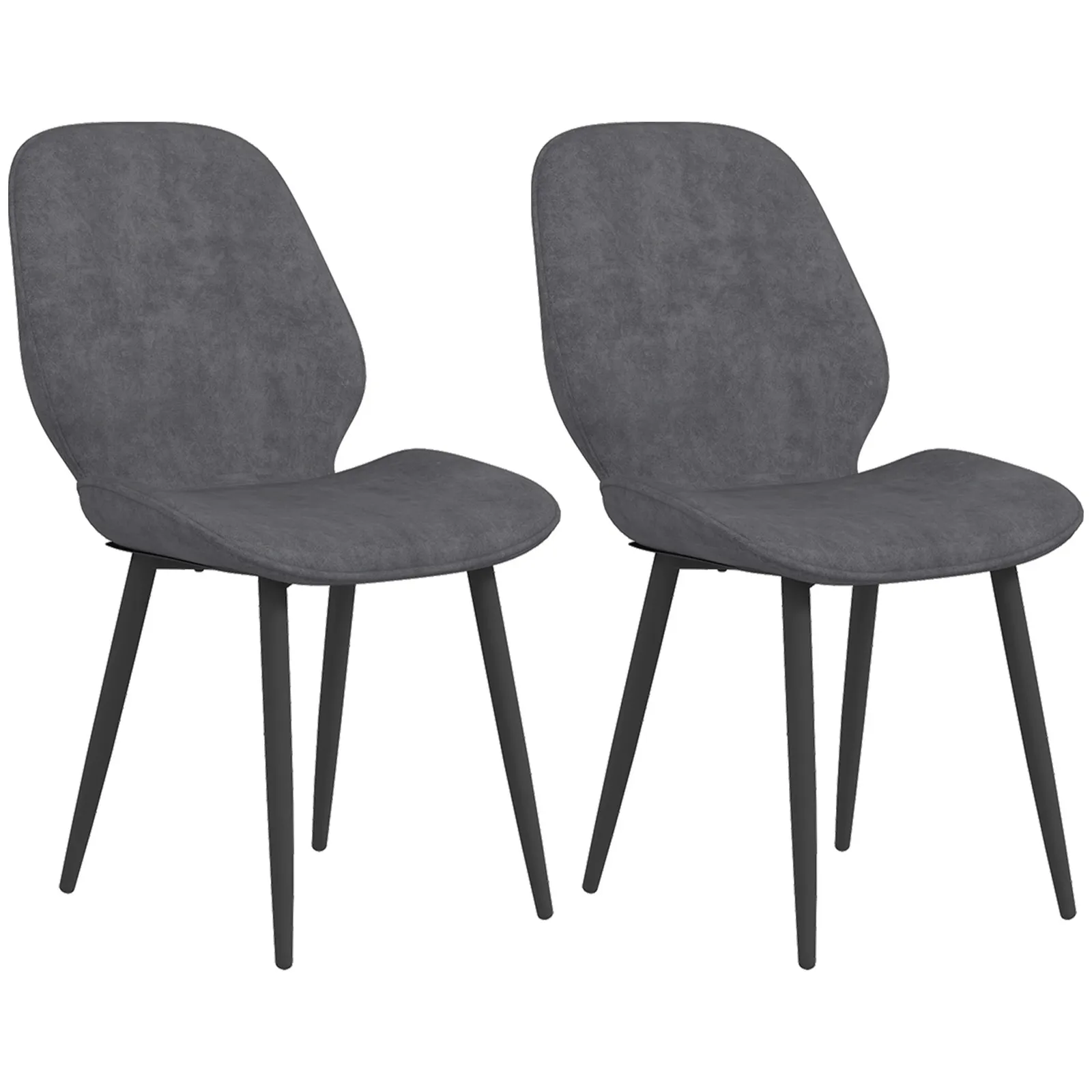 HOMCOM Dining Chairs Set of 2, Upholstered Kitchen Chairs with Metal Legs in Grey 2