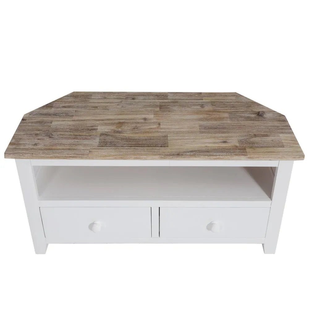 Statement Furniture Florence Corner TV Unit With 2 Drawers & Shelf in White 5