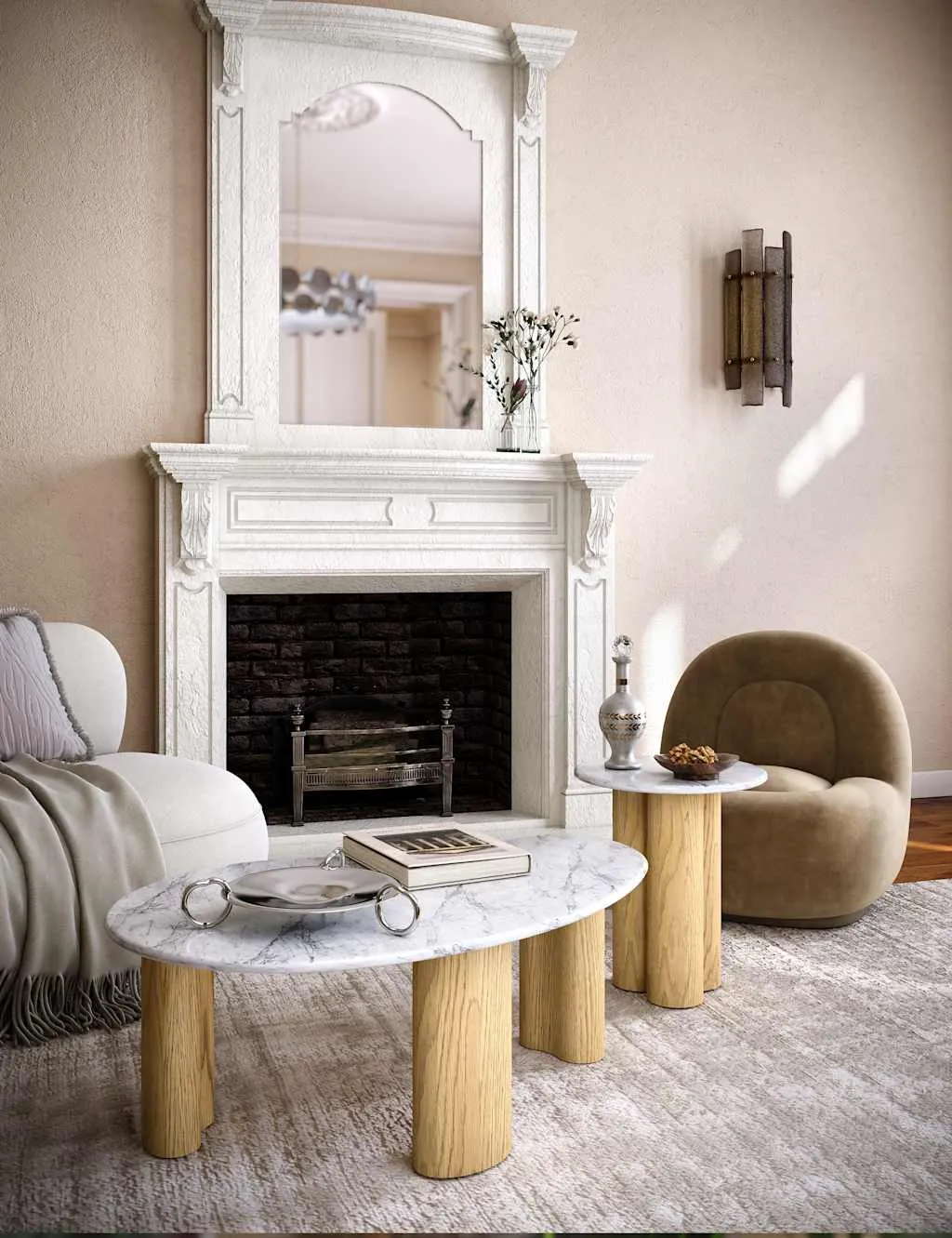 Corndell Phoenix Marble Top Coffee Table Natural